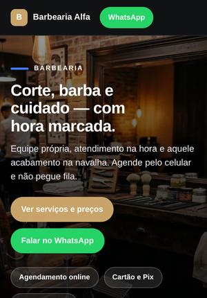 Barbearia Alfa — modelo Barbearia + agendamento
